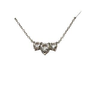 Three-Stone Created White Sapphire Necklace In Sterling Silver With Gift Box